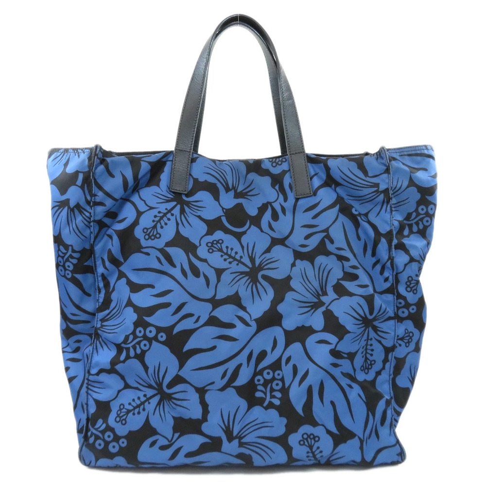 Prada 2way flower Hibiscus tote bag black blue